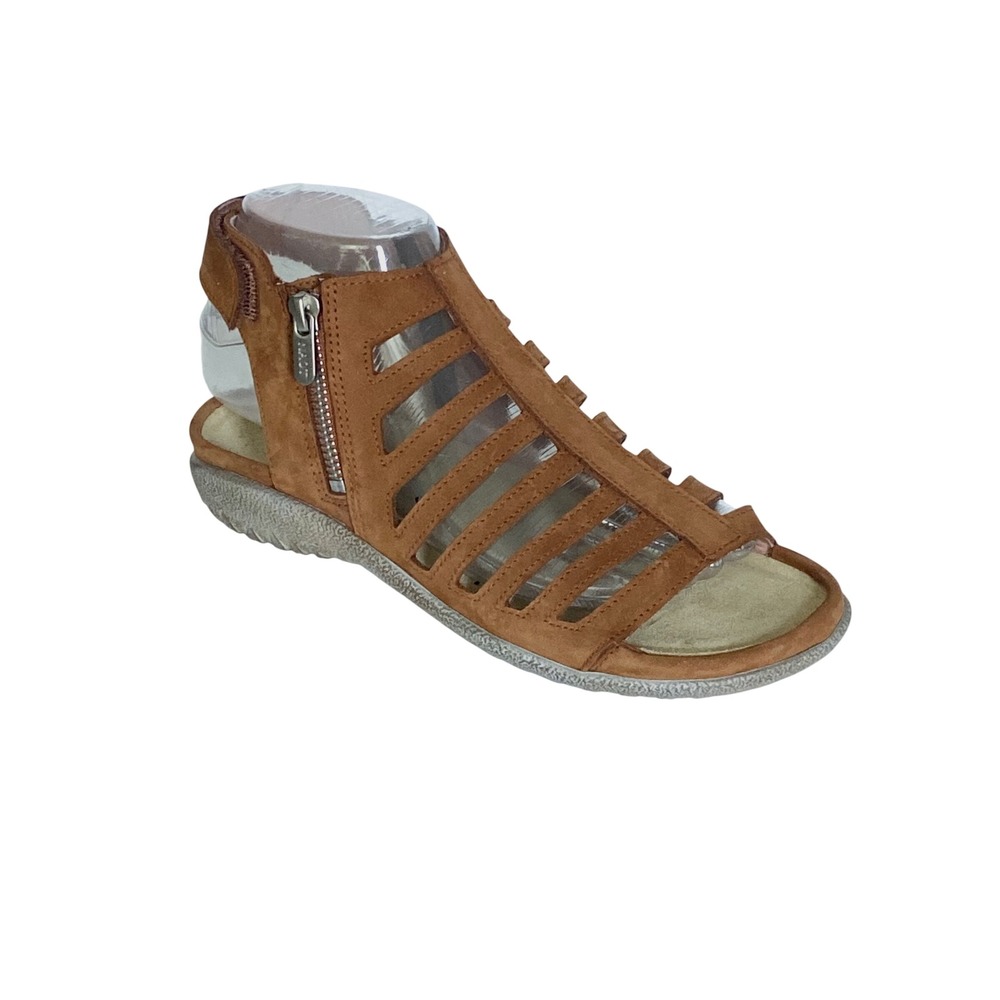 Naot Pitau Women Brown Nubuck Leather Gladiator Caged Sandals Size 37 L6